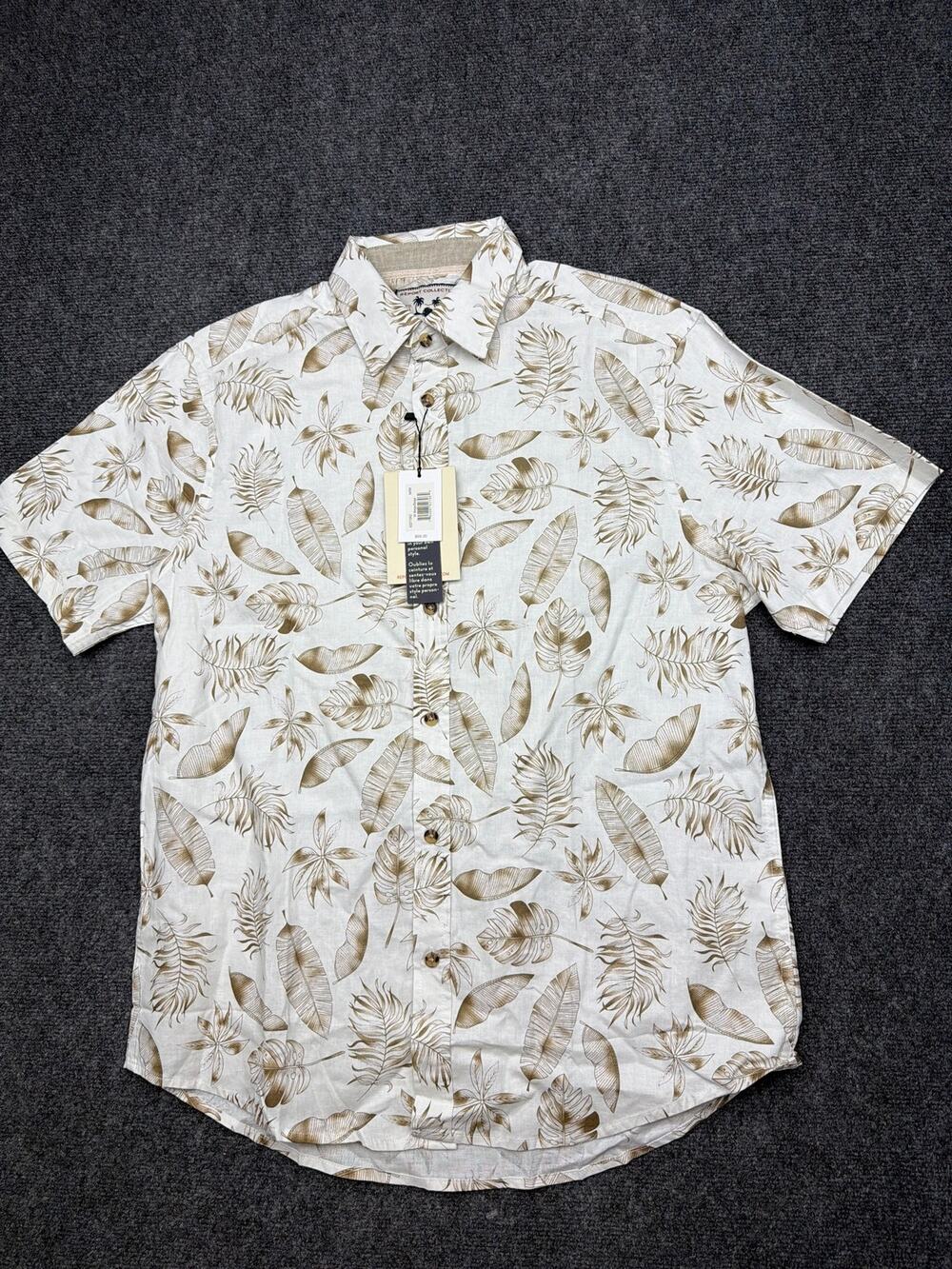 Report Collection Graphic Print Leaves Button Up Shirt Size Medium